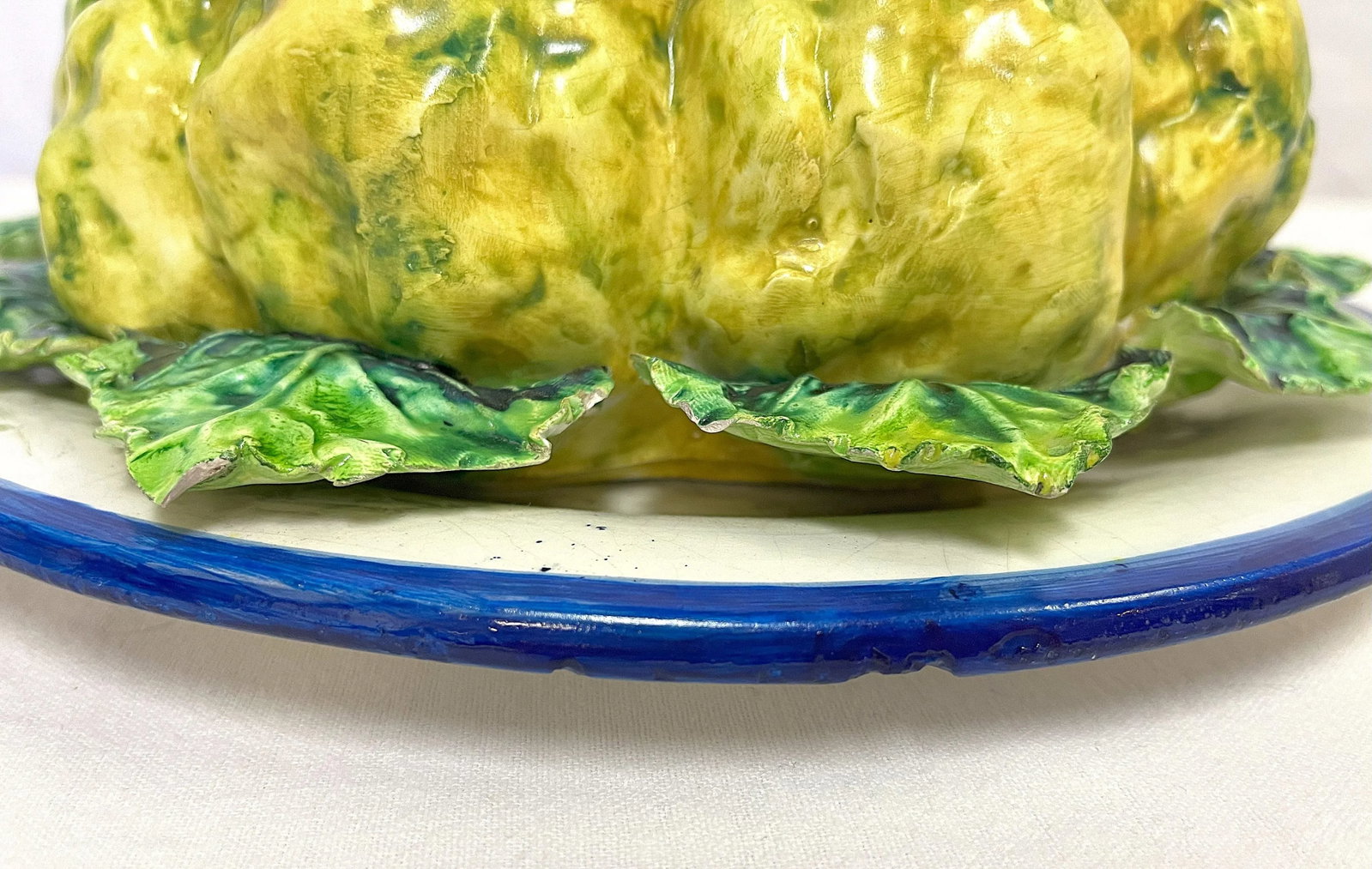 Vintage Italian Majolica Ceramic Lidded Squash Serving Dish - 9