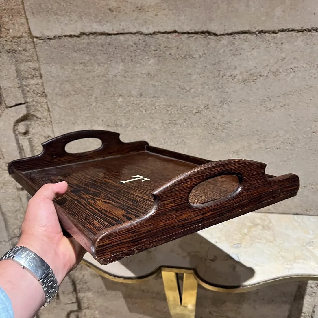 Antique Service Tray in Exotic Wood - 7