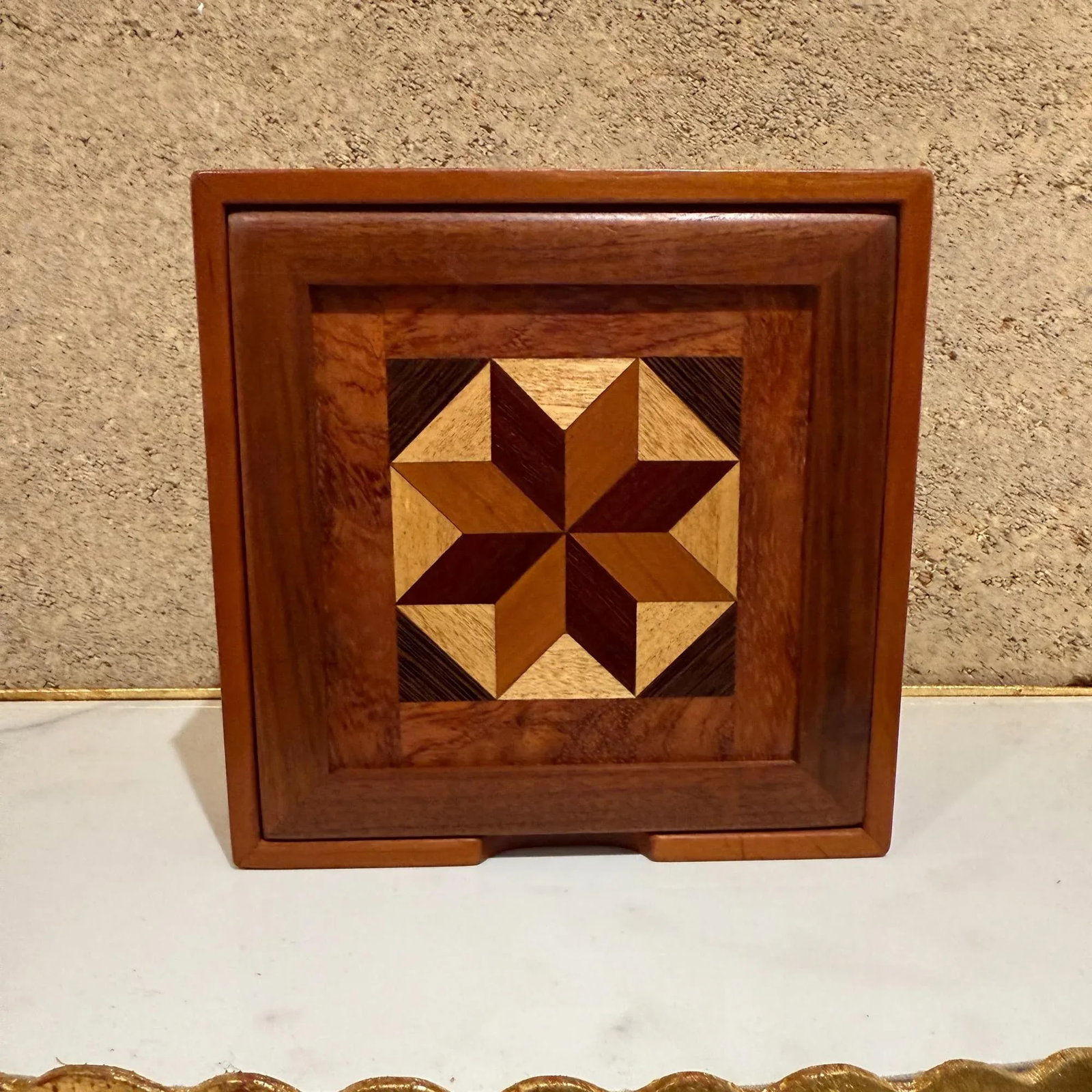 2000s Mosaic Marquetry Exotic Wood Box Signed - 11