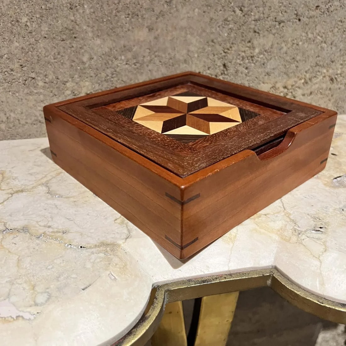 2000s Mosaic Marquetry Exotic Wood Box Signed - 3