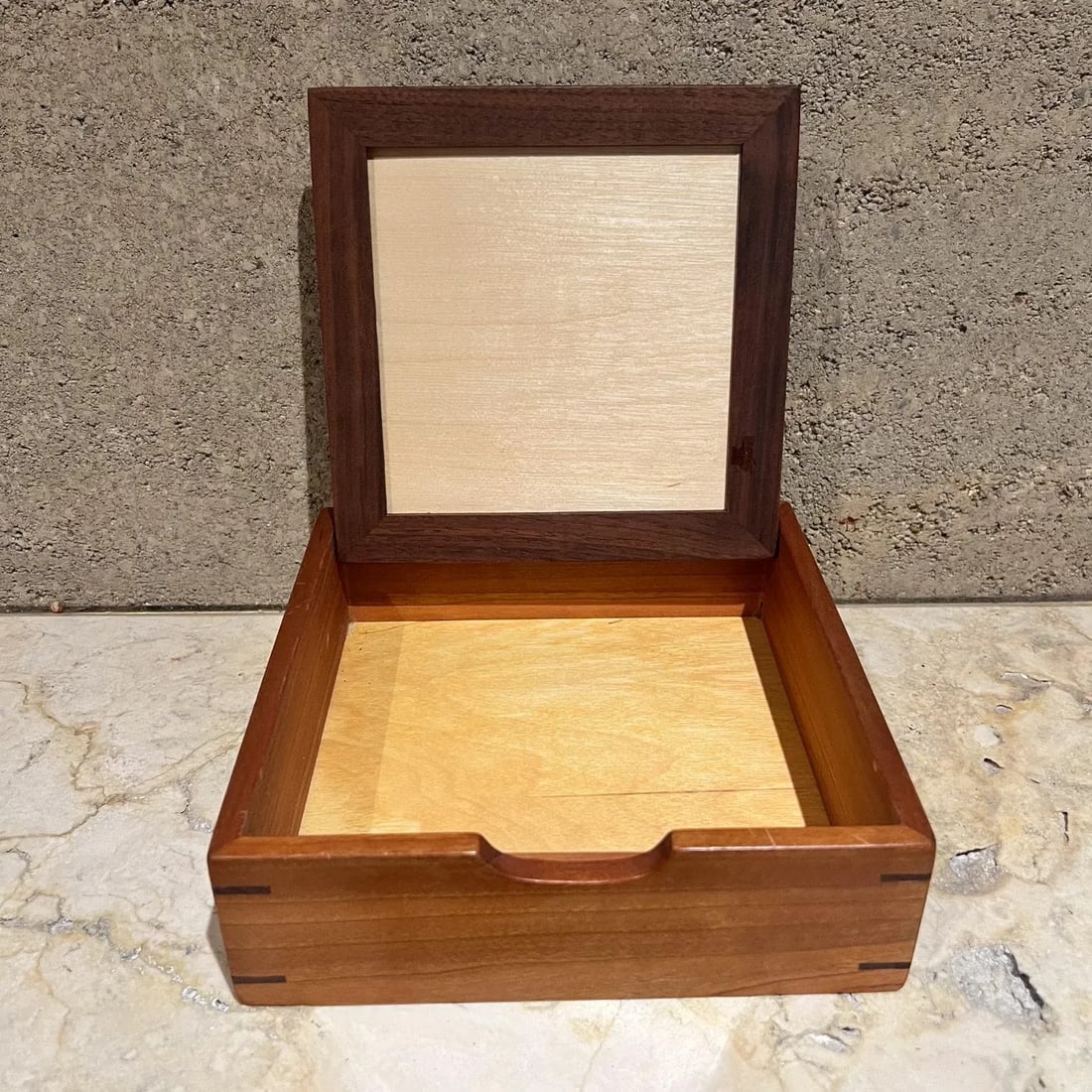 2000s Mosaic Marquetry Exotic Wood Box Signed - 4