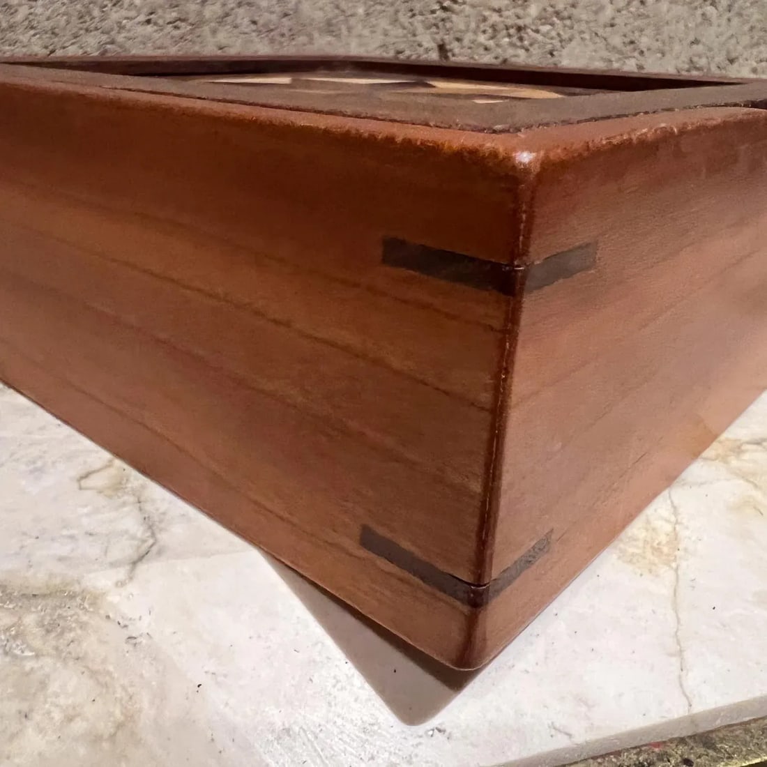 2000s Mosaic Marquetry Exotic Wood Box Signed - 7