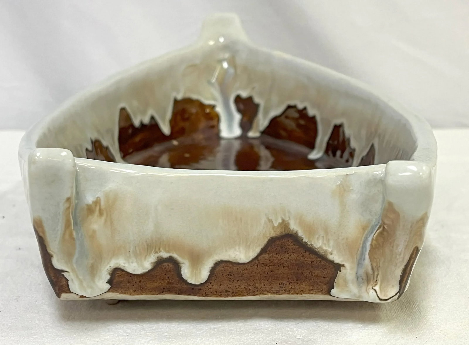 Vintage Artisan Crafted Heavy Pottery Boat Centerpiece Dish - 7
