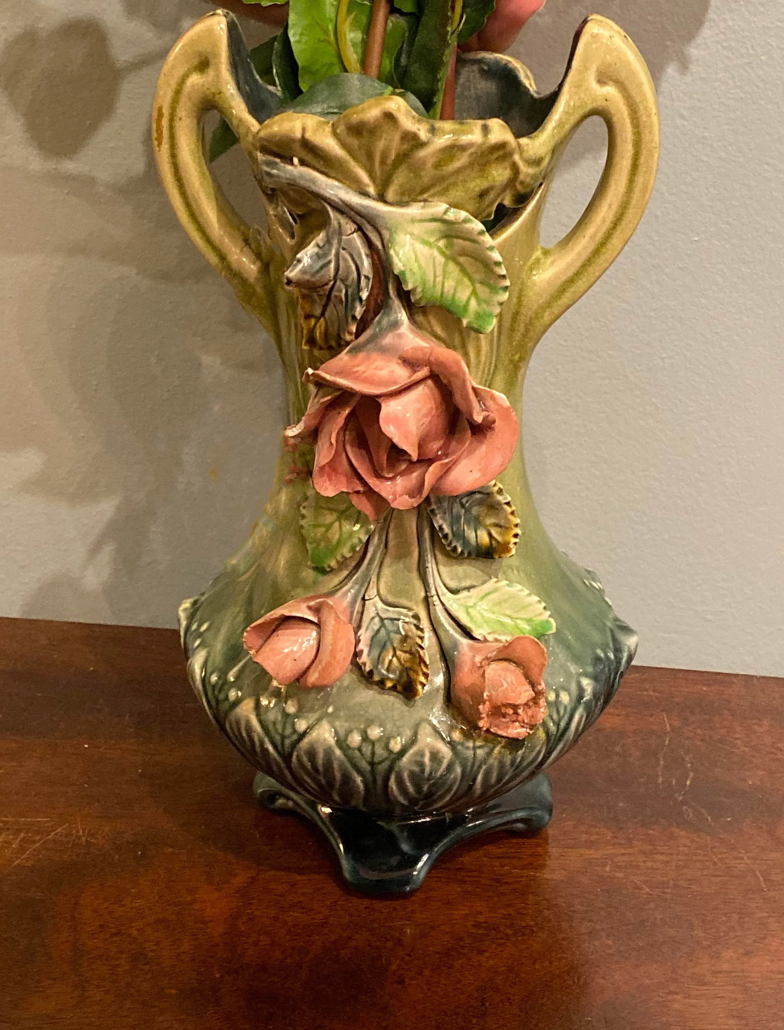 Majolica Planter Vases and a Cachet Pot - Set of 3 - 5