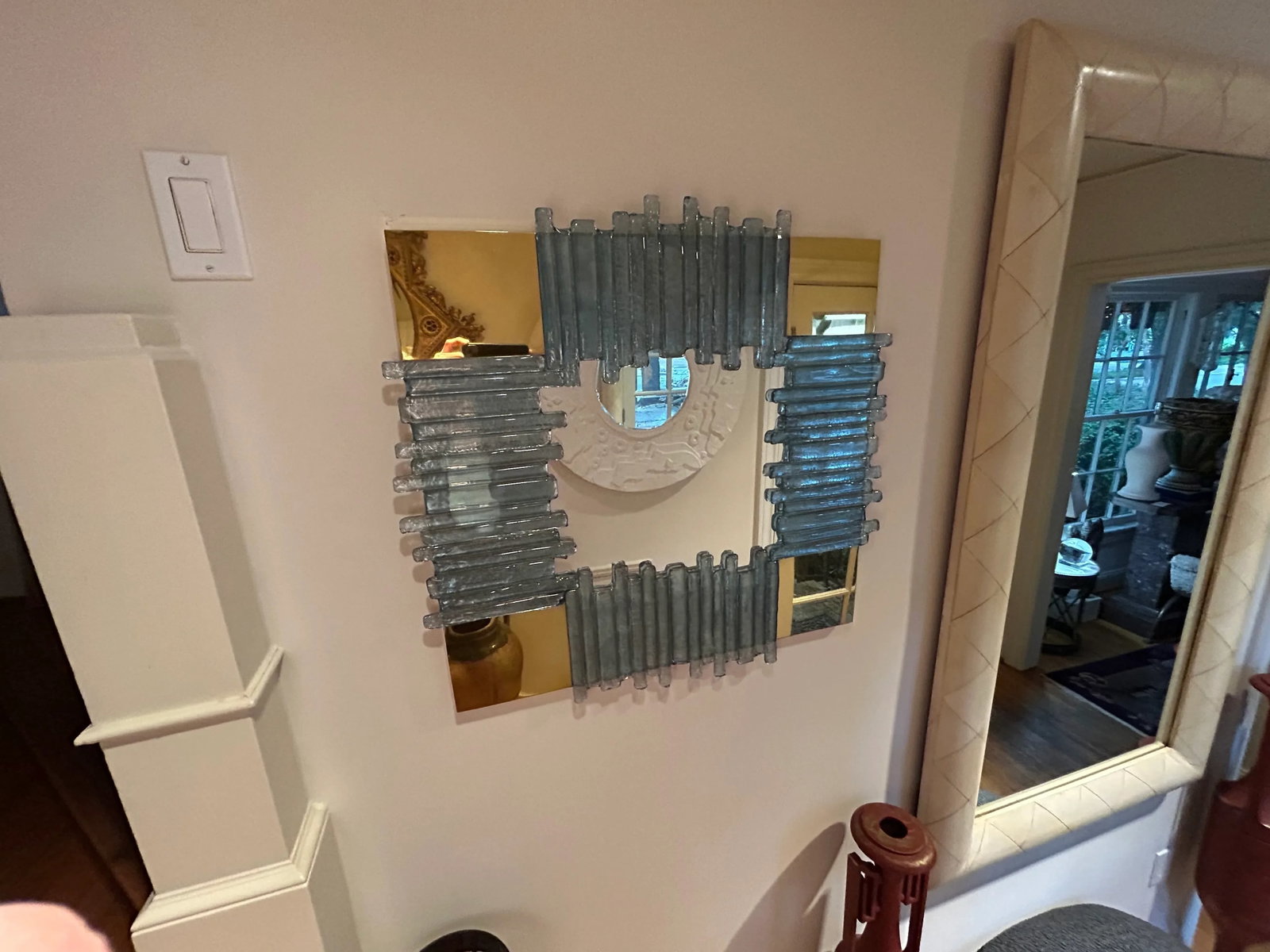 1960s Italian Modern Brass and Glass Mirror - 3