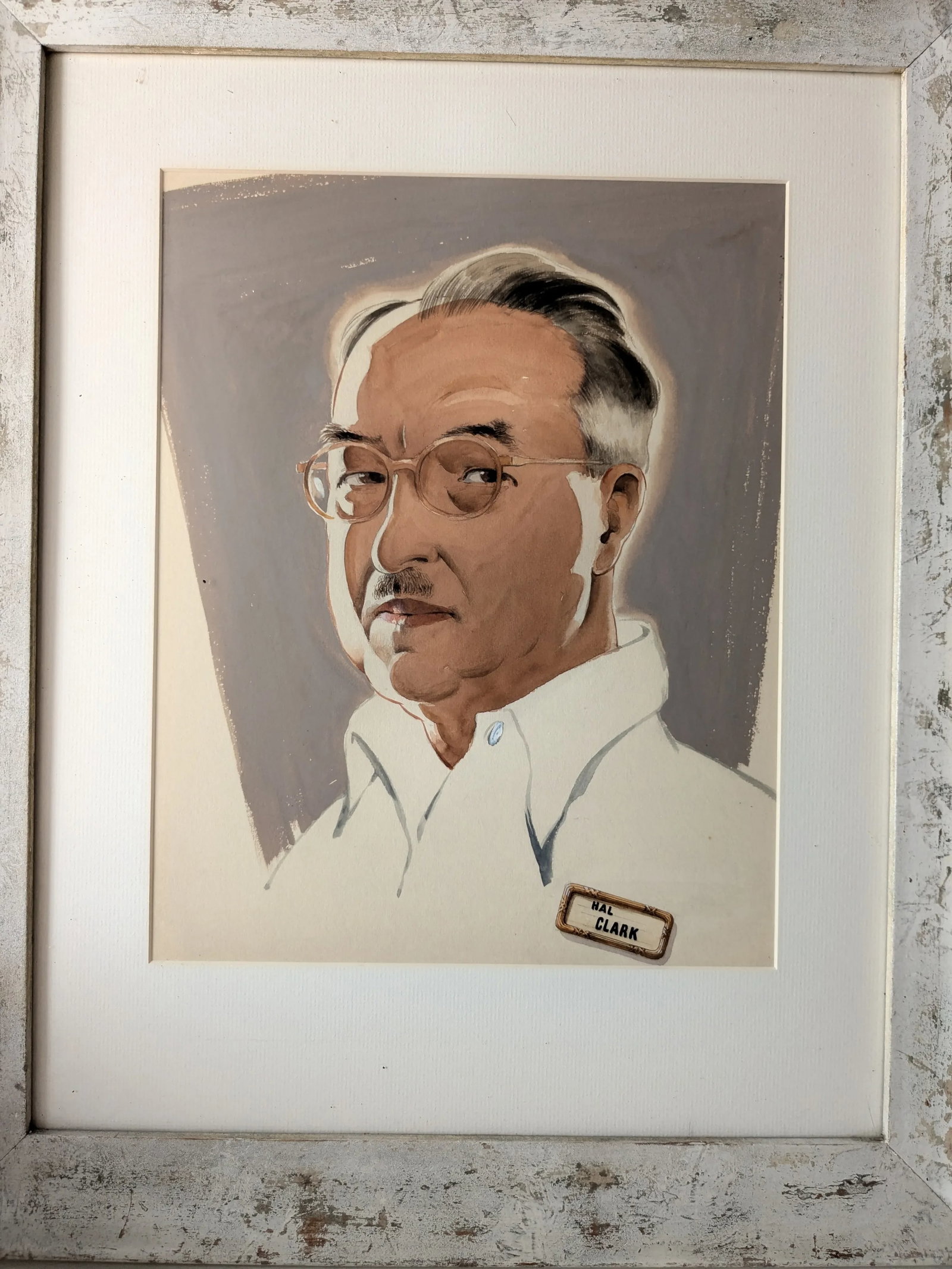 Framed and Signed Vintage Artist Self Portrait - 4