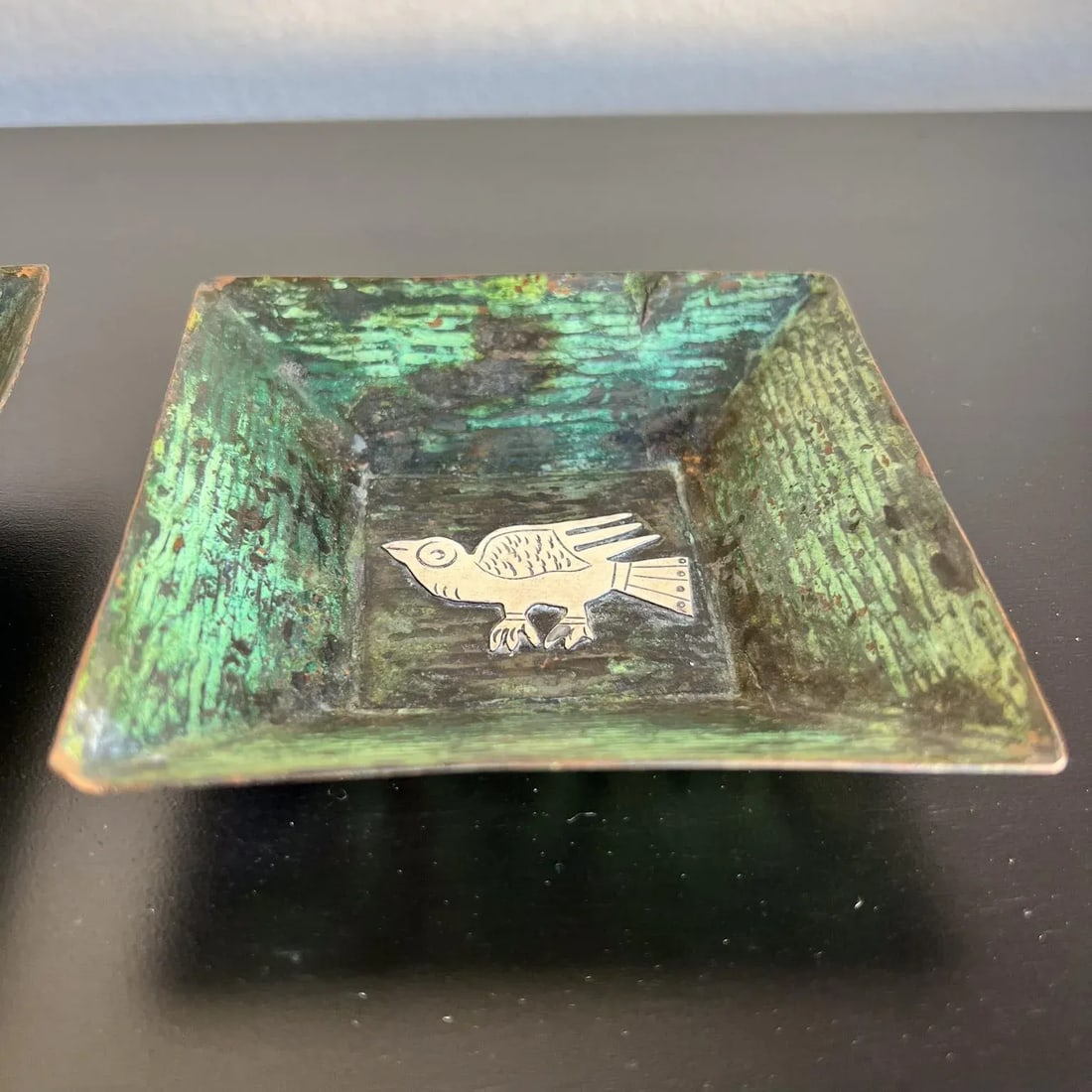1960s Set of Copper Silver Trays Animal Design Style Graziella Laffi Peru - 5