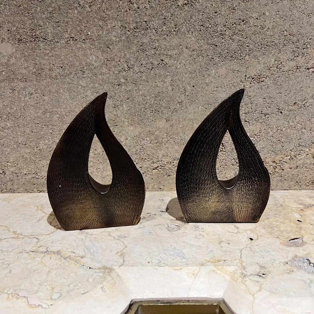1950s Ben Seibel Teardrop Brass Flame Bookend Pair - 5