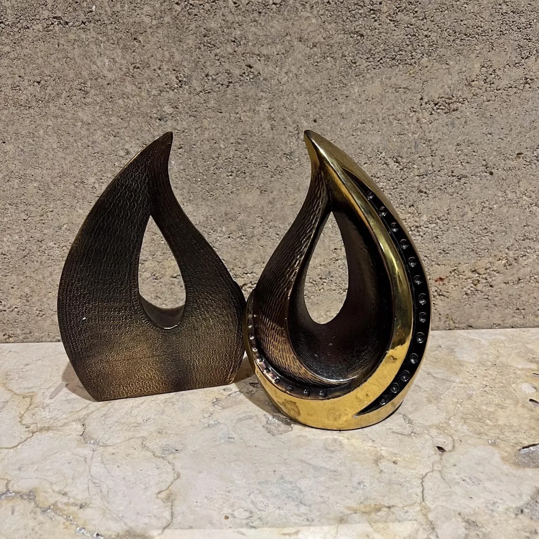 1950s Ben Seibel Teardrop Brass Flame Bookend Pair - 6