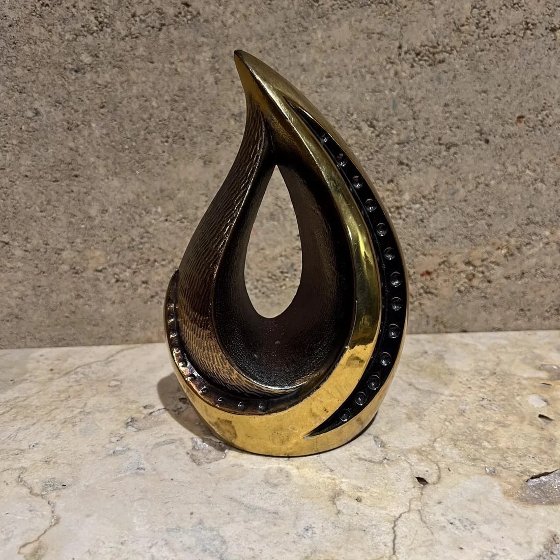 1950s Ben Seibel Teardrop Brass Flame Bookend Pair - 7