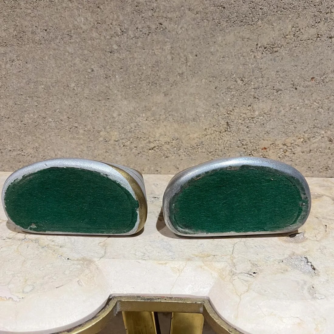 Mid-Century Modern Ben Seibel Abstract Gold Silver Brass Bookend Set - 8