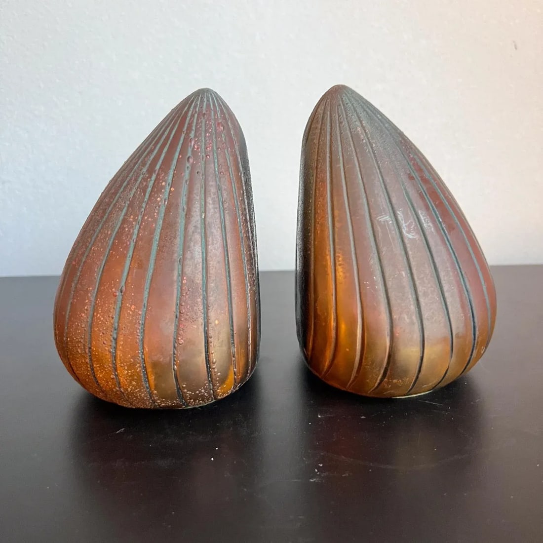 1950s Ben Seibel Copper Clam Shell Bookend Set - 2
