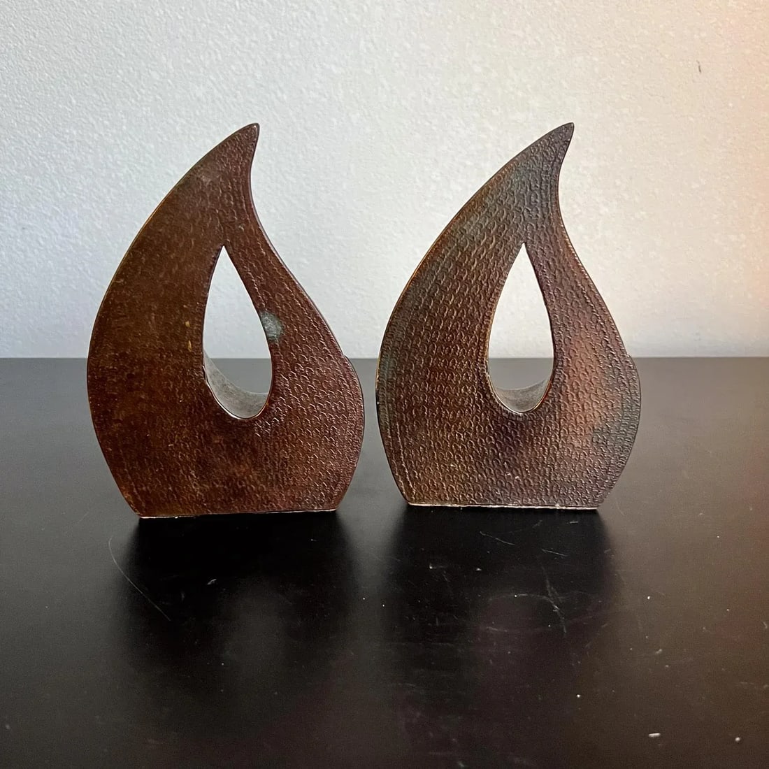 1950s Ben Seibel Teardrop Copper Flame Bookend Pair - 4