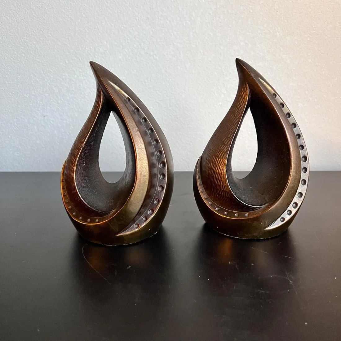 1950s Ben Seibel Teardrop Copper Flame Bookend Pair - 5