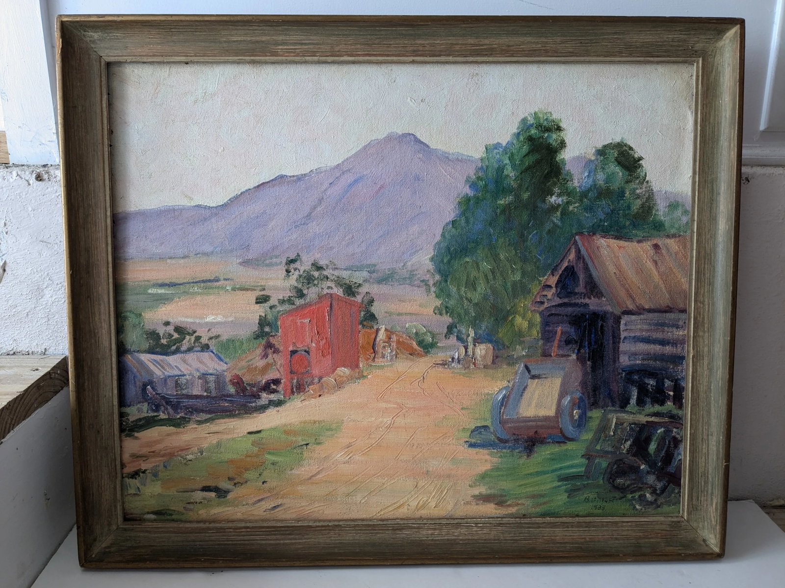 Vintage Beverly Gilbert Bucolic Country Lanscape Painting on Board - 2