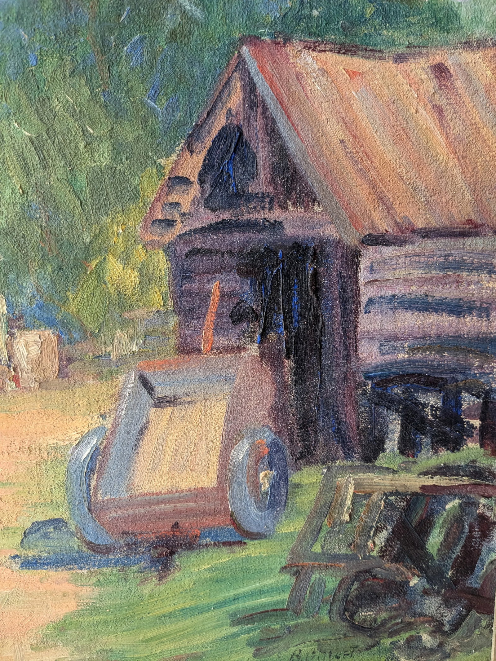 Vintage Beverly Gilbert Bucolic Country Lanscape Painting on Board - 4