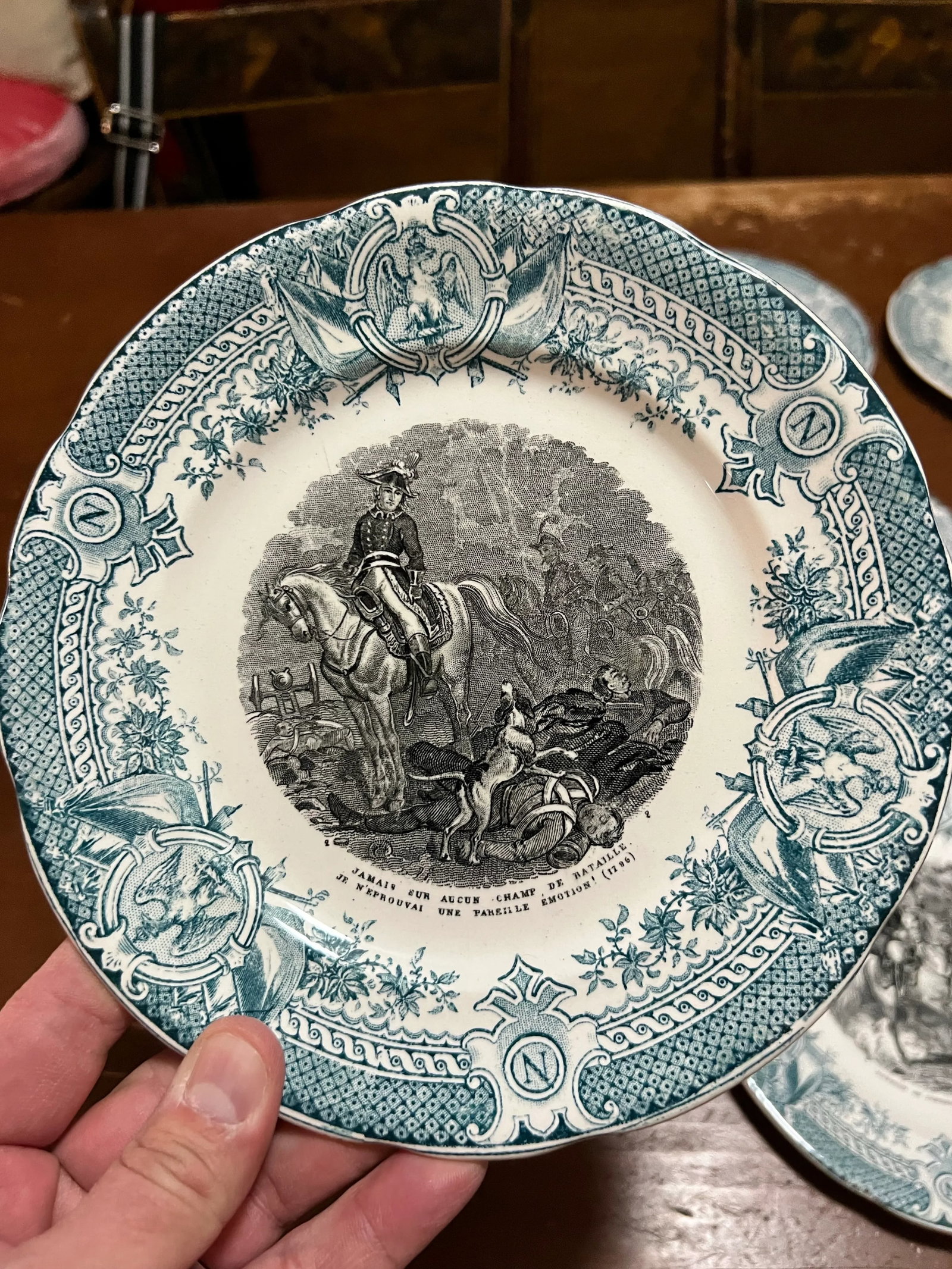 Set of 12 Antique Napoleon French Digoin & Sarreguemnes Plates, Circa 1880's - 2