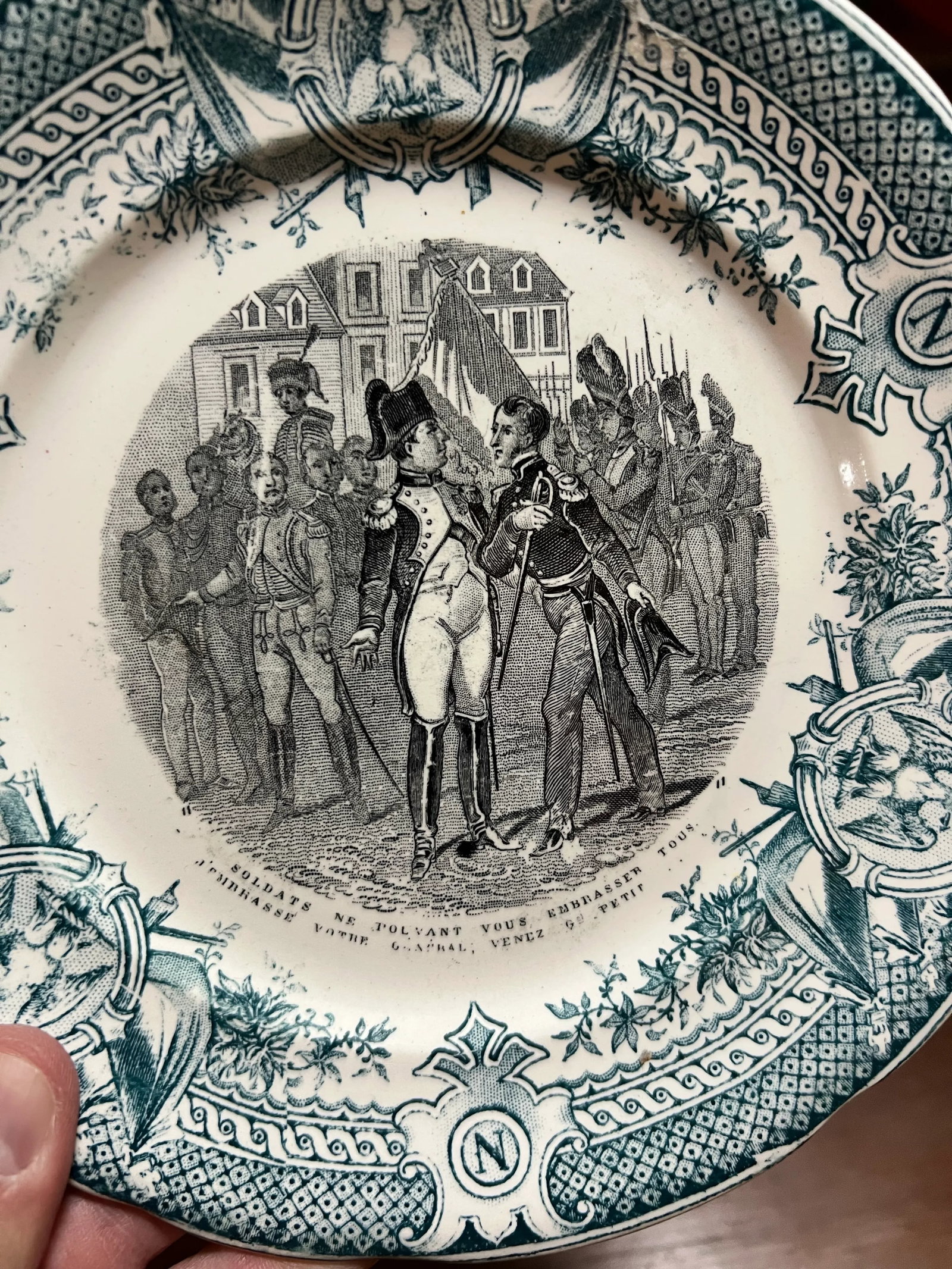 Set of 12 Antique Napoleon French Digoin & Sarreguemnes Plates, Circa 1880's - 3