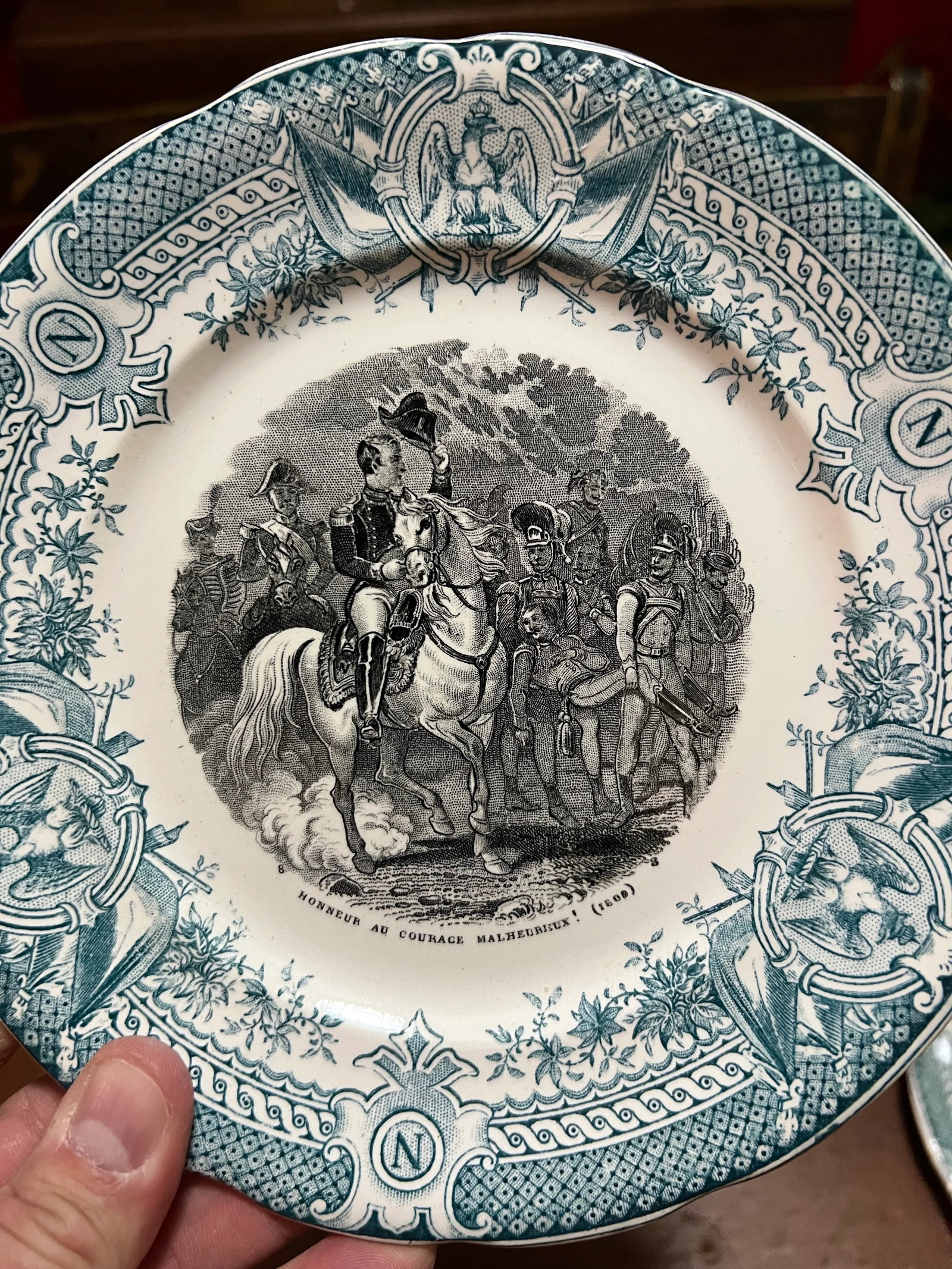 Set of 12 Antique Napoleon French Digoin & Sarreguemnes Plates, Circa 1880's - 4