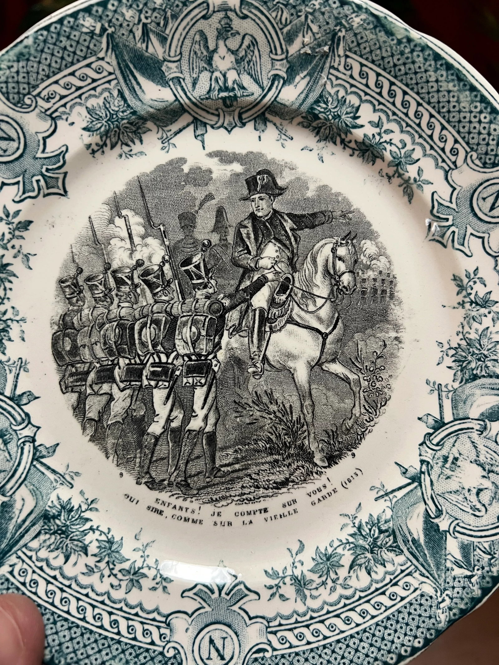 Set of 12 Antique Napoleon French Digoin & Sarreguemnes Plates, Circa 1880's - 7