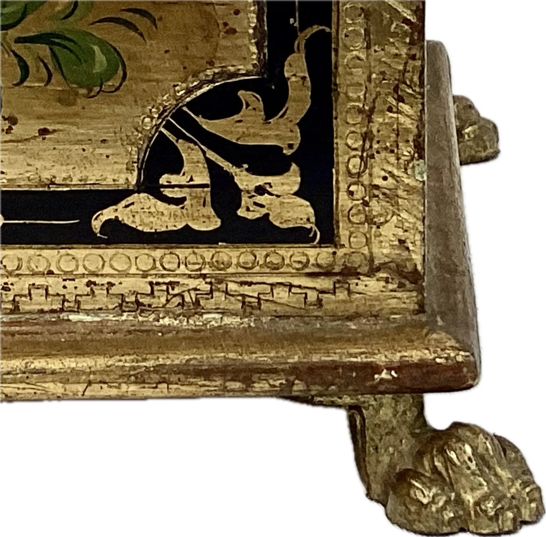 Florentine Handpainted Giltwood Trinket Box With Paw Feet - 10