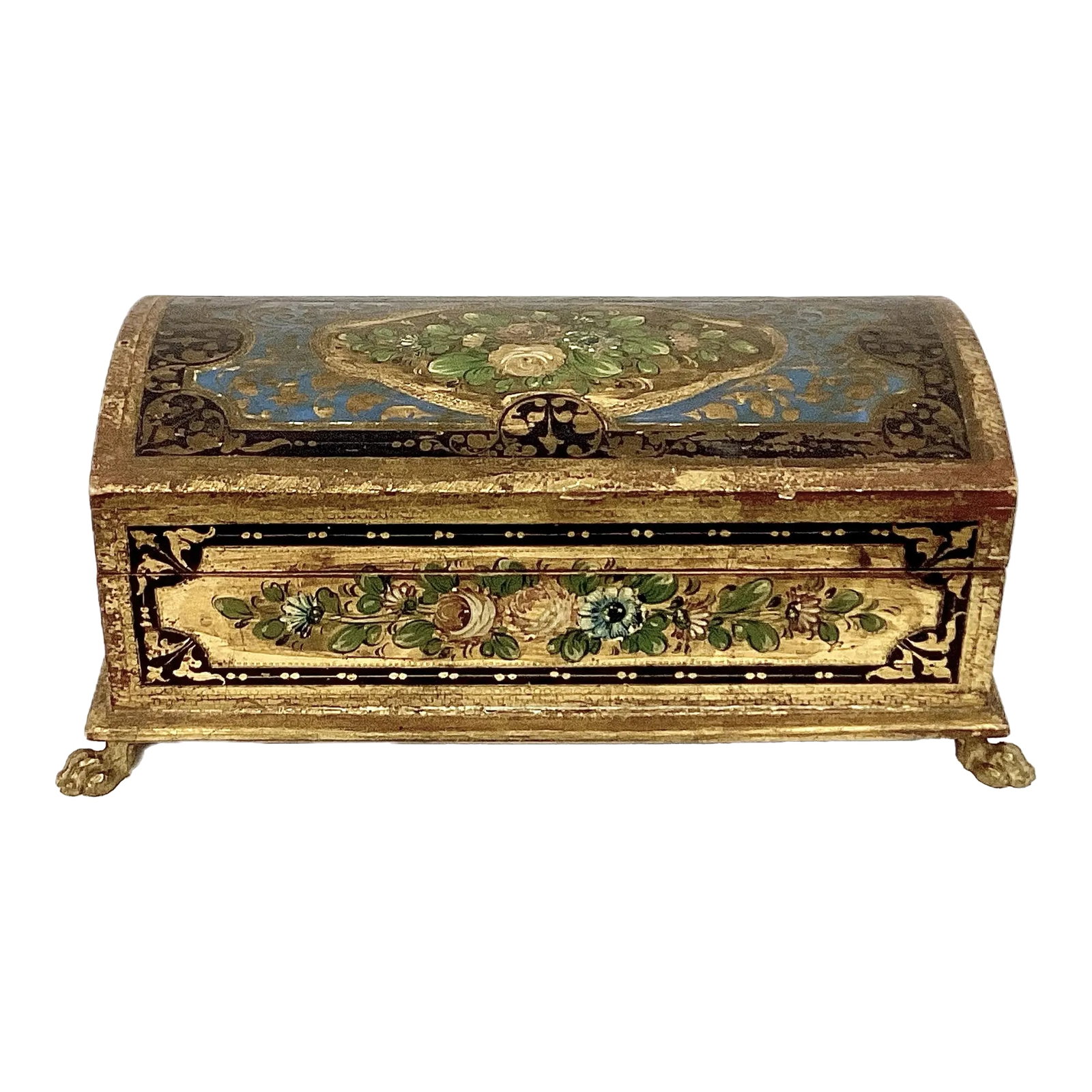 Florentine Handpainted Giltwood Trinket Box With Paw Feet (1 of 11)