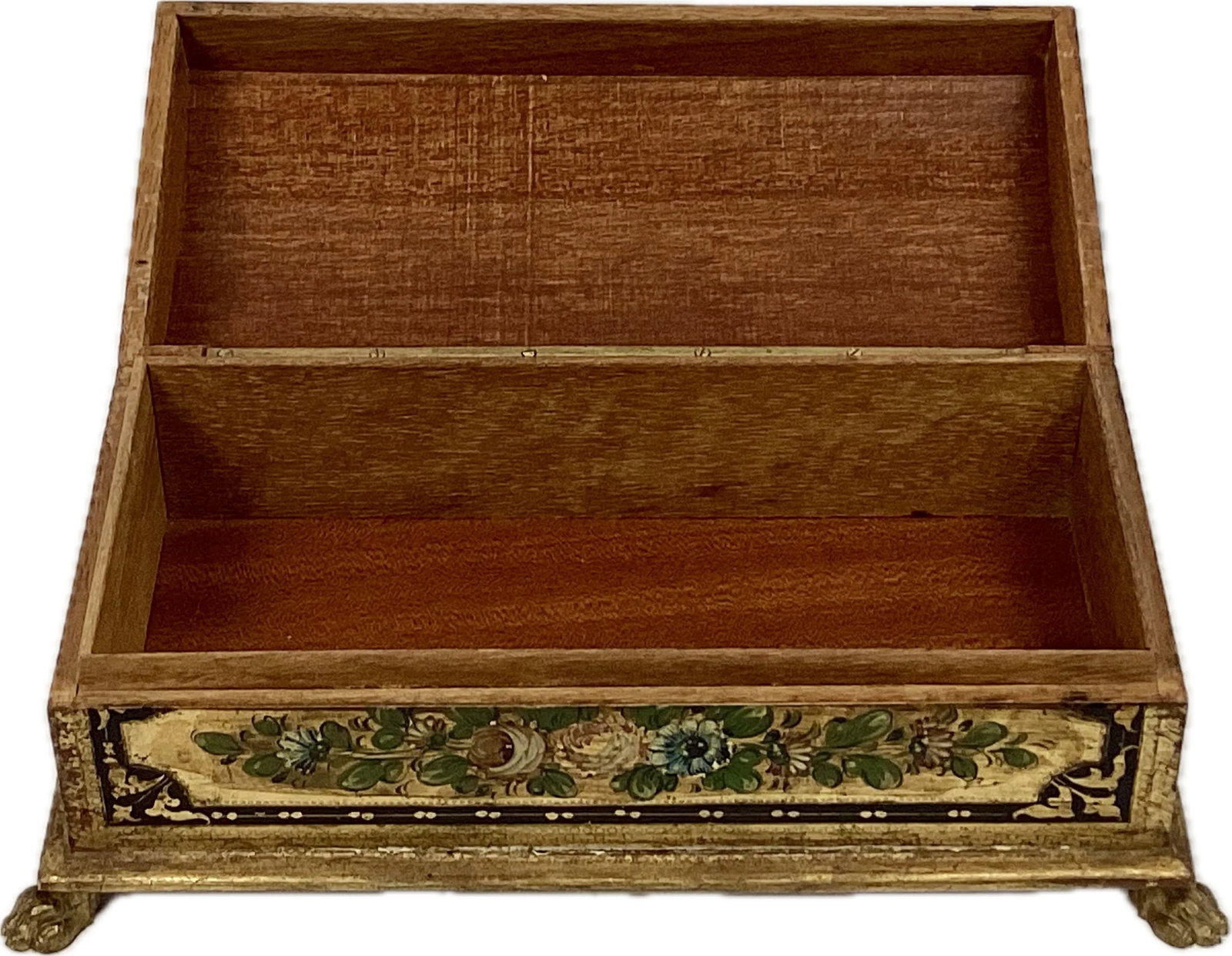 Florentine Handpainted Giltwood Trinket Box With Paw Feet - 6