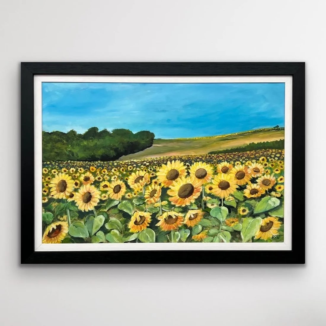 Field of Sunflowers in the Summertime in France by Contemporary British Artist, 2024, Framed - 2