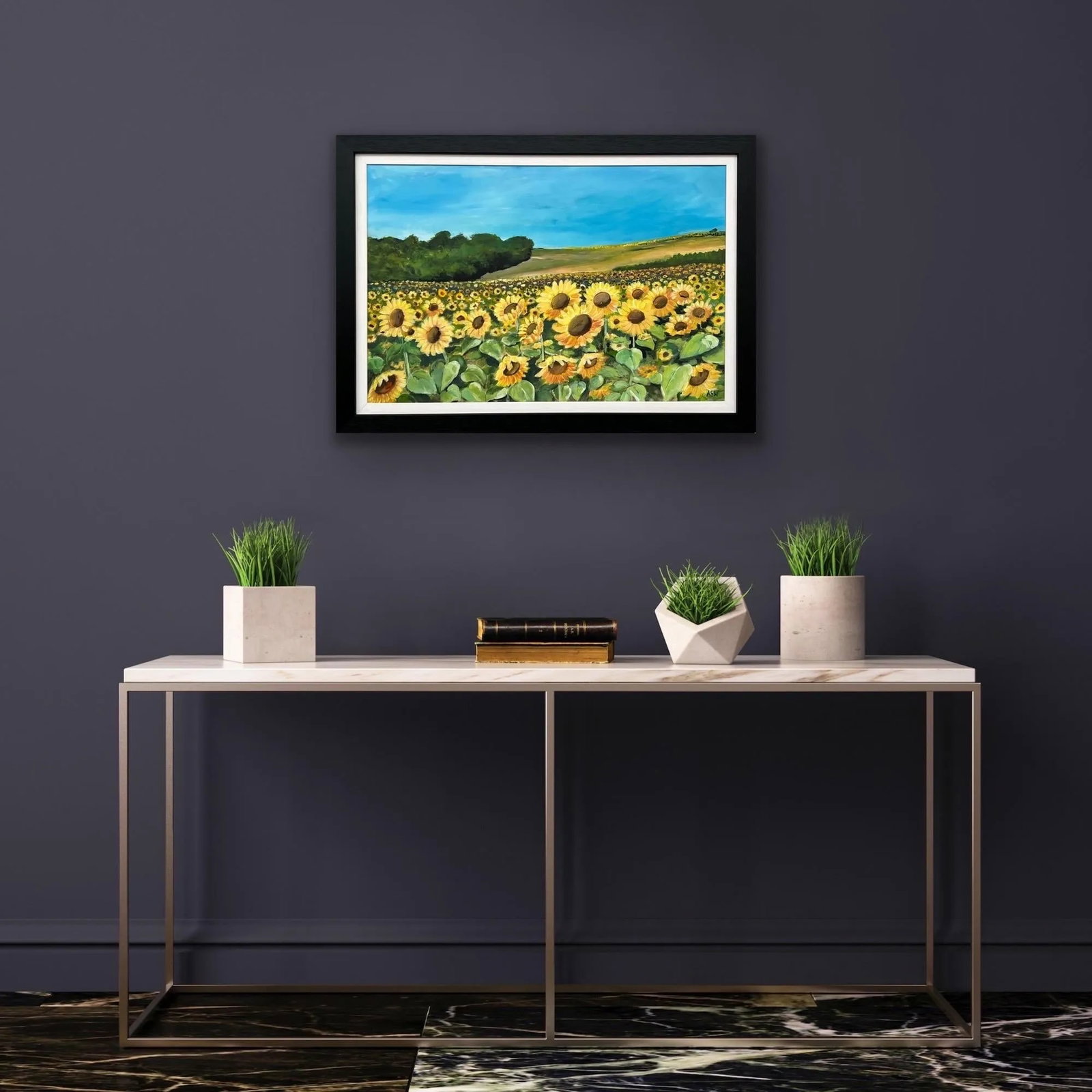 Field of Sunflowers in the Summertime in France by Contemporary British Artist, 2024, Framed - 3