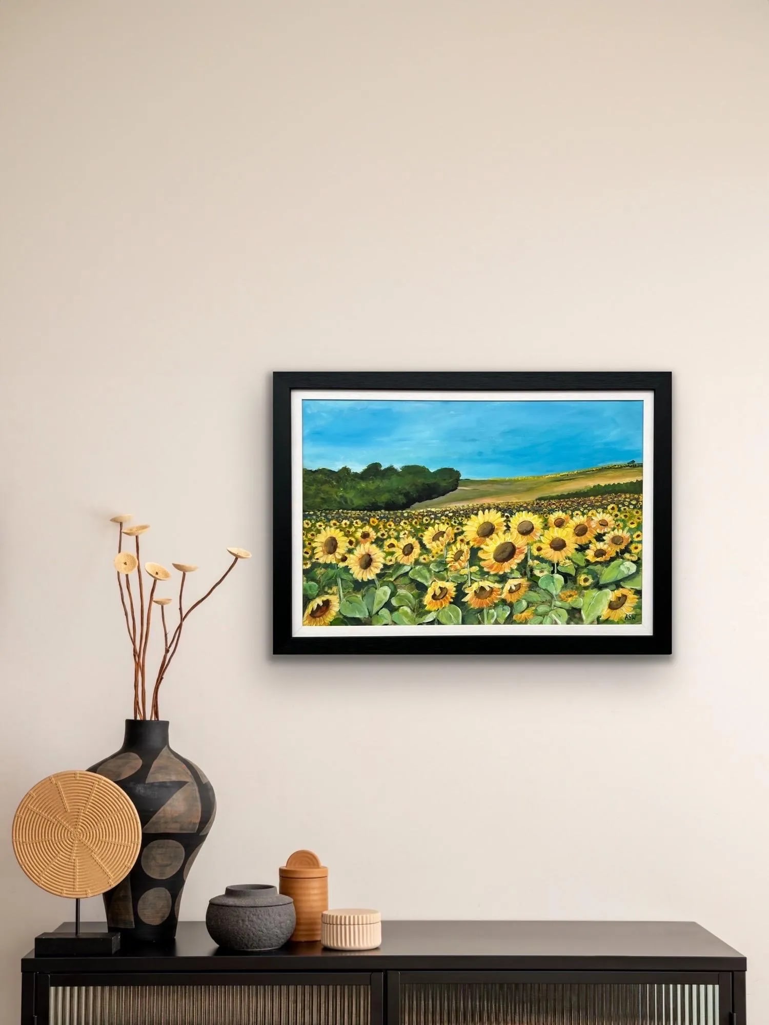 Field of Sunflowers in the Summertime in France by Contemporary British Artist, 2024, Framed - 6