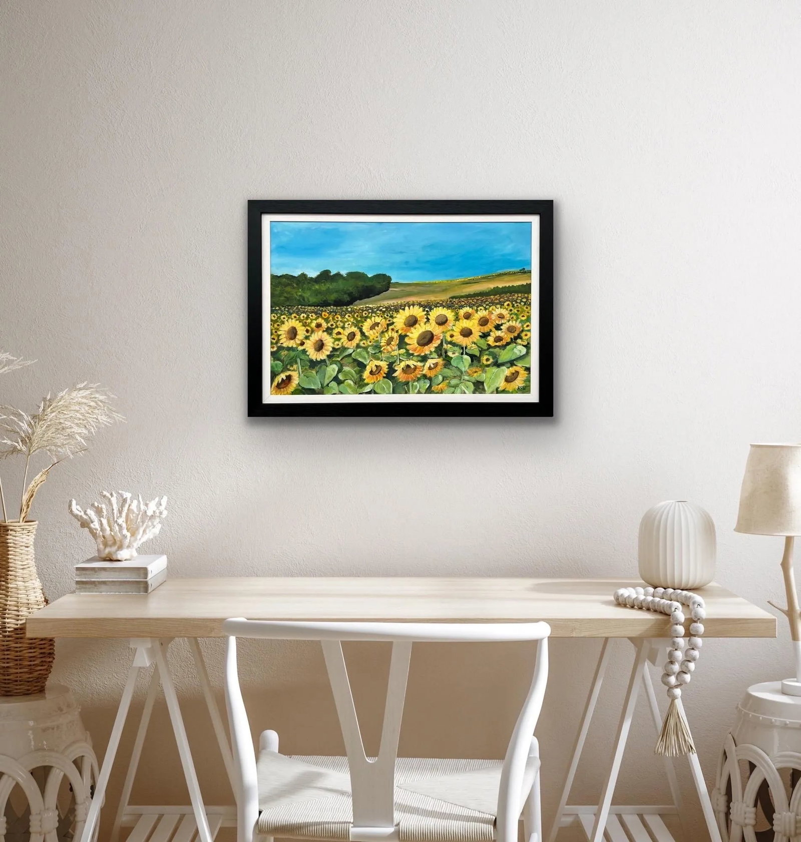 Field of Sunflowers in the Summertime in France by Contemporary British Artist, 2024, Framed - 7