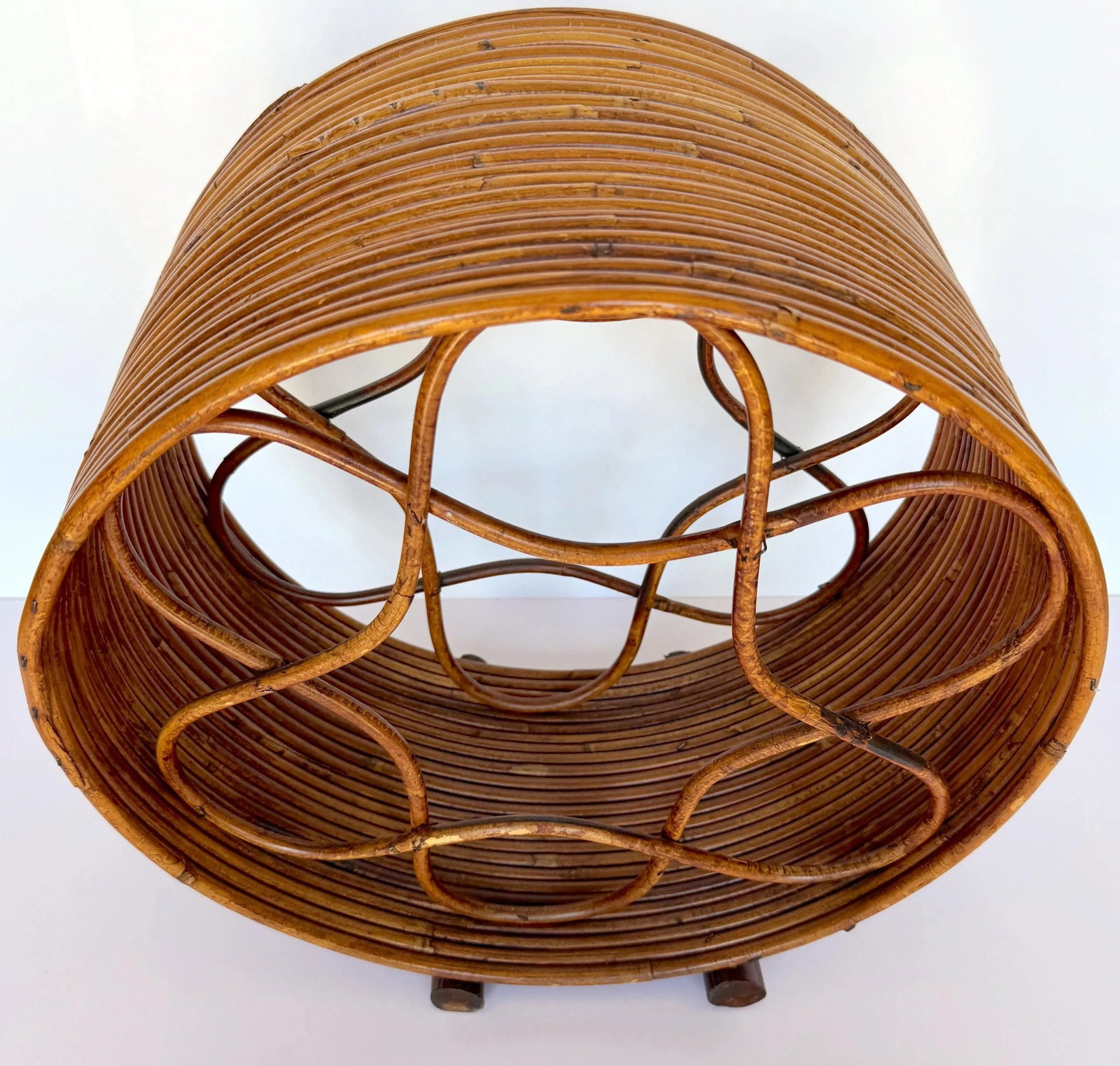 Boho Rattan Circular Porthole 6 Bottle Wine Caddy/ Rack - 3