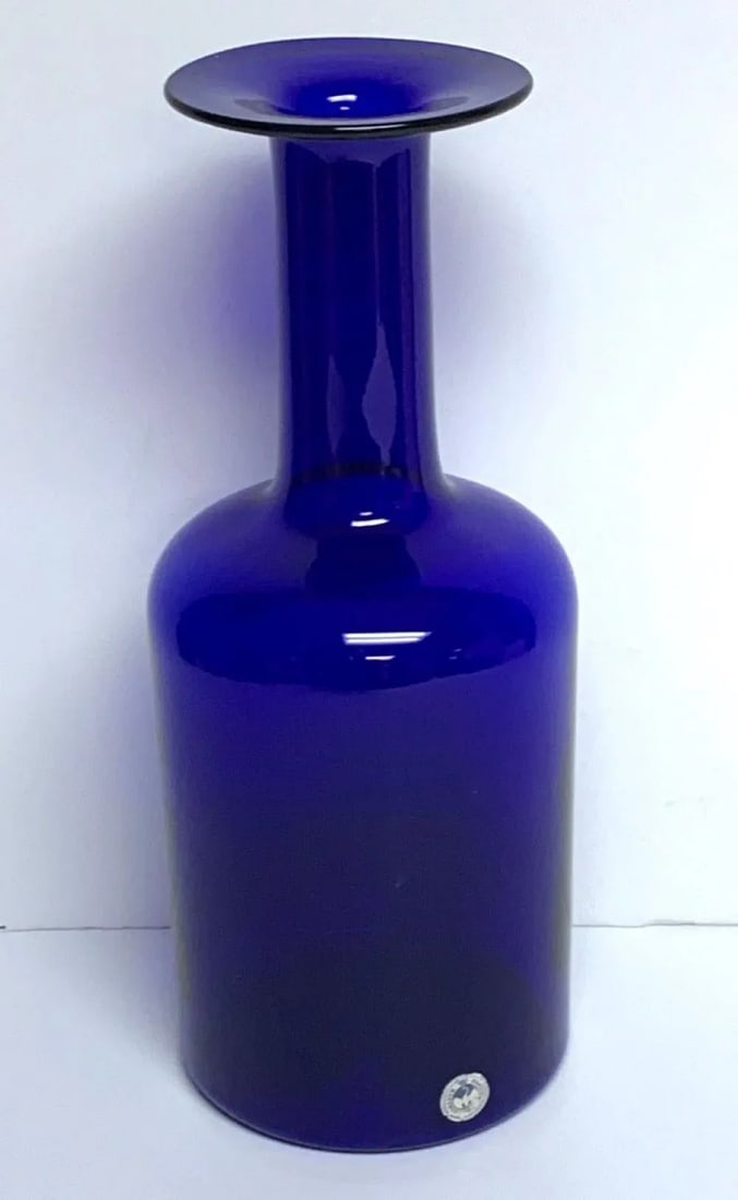 Graduating Cobalt Holmegaard Glass Bottle Vases, by Otto Brauer - a Pair - 3