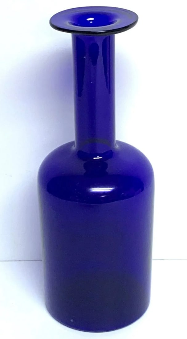 Graduating Cobalt Holmegaard Glass Bottle Vases, by Otto Brauer - a Pair - 4