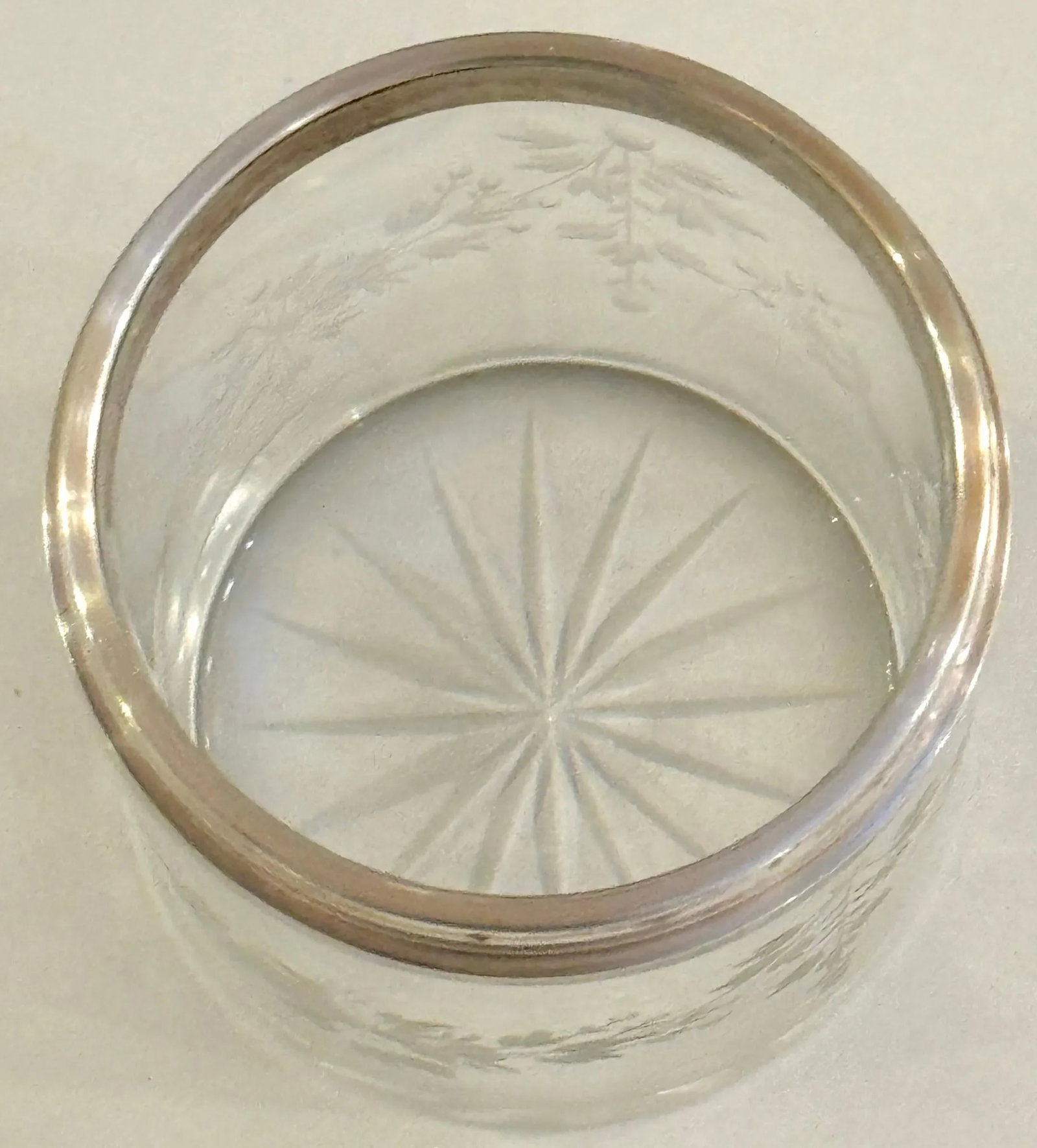 Round French Silver Deep Blue Guilloché Enamel & Crystal Table Box - 10