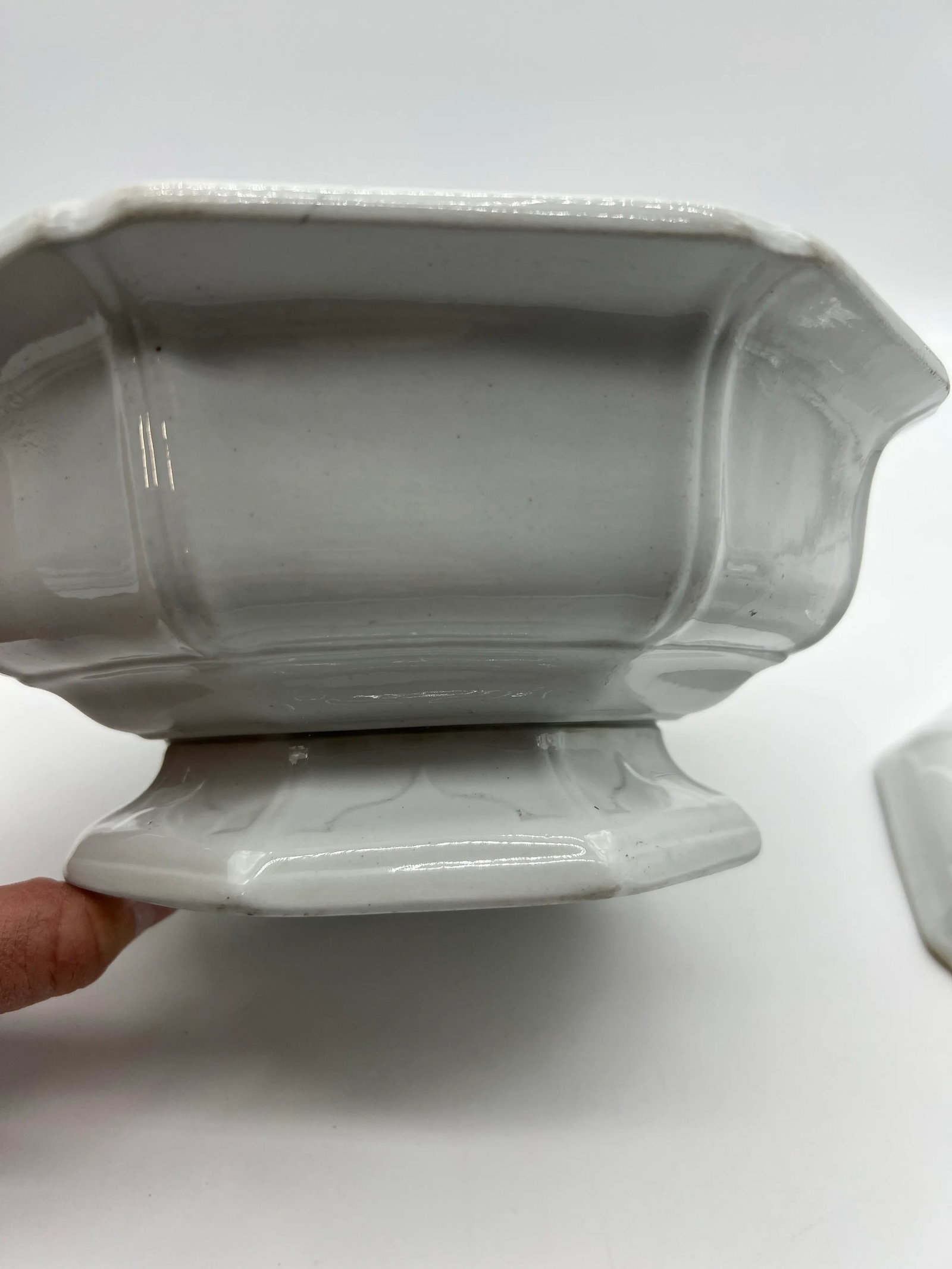 Antique Staffordshire White Ironstone "Baltic Shape" Covered Vegetable Dish, Circa 1840's - 9