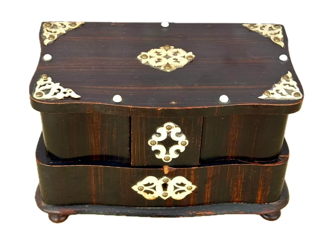 Antique French Victorian Jewelry Casket Keepsake Box - 2