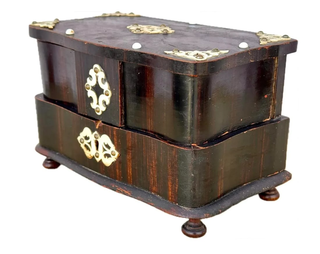 Antique French Victorian Jewelry Casket Keepsake Box - 4