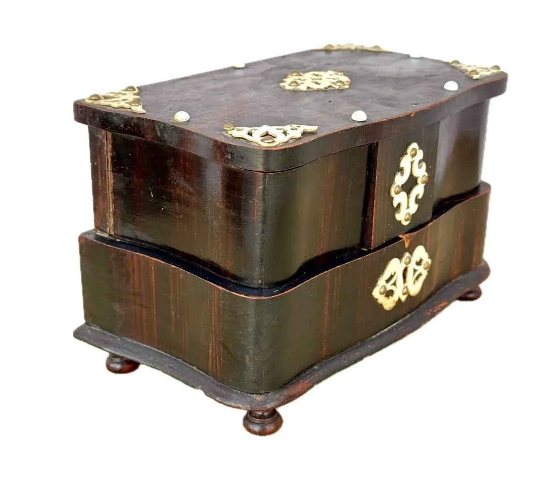 Antique French Victorian Jewelry Casket Keepsake Box - 5
