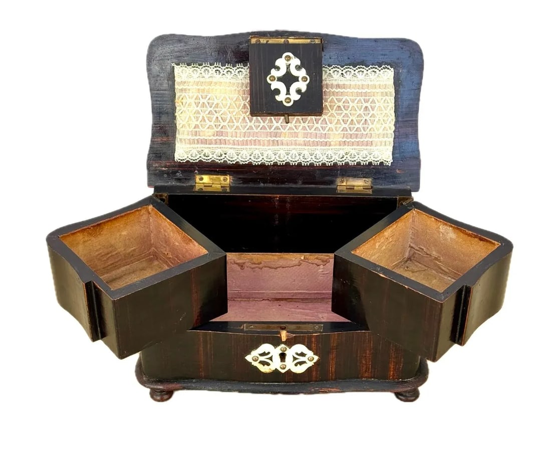 Antique French Victorian Jewelry Casket Keepsake Box - 9