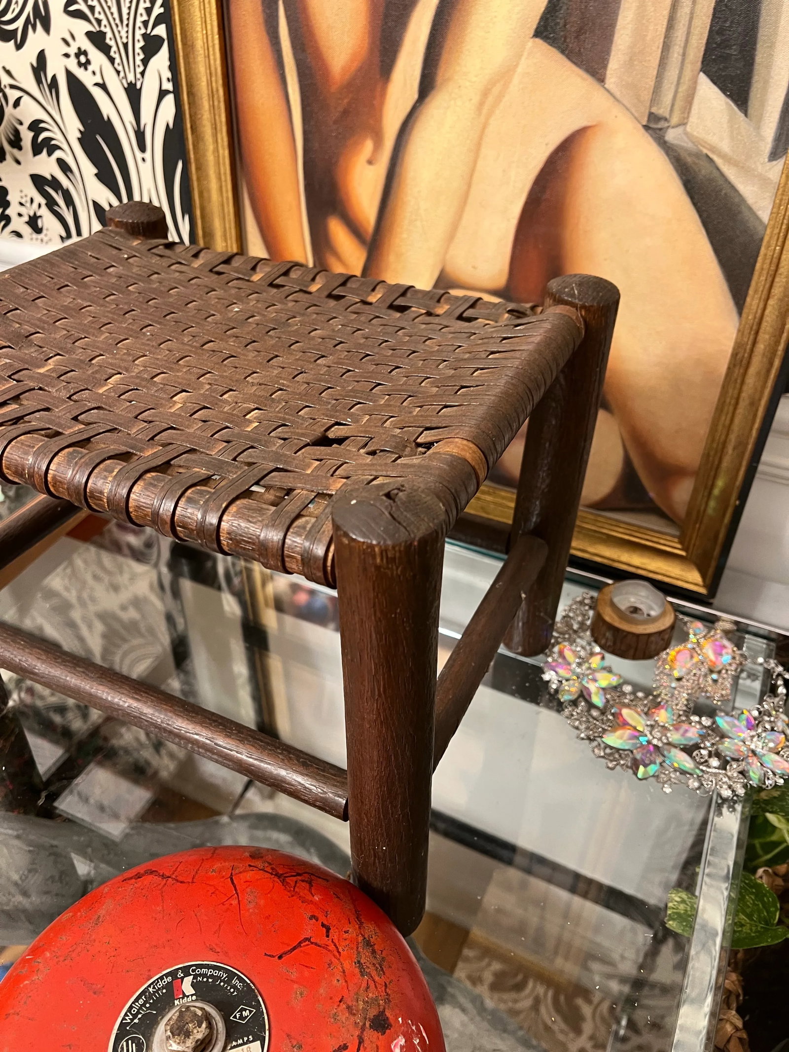 1970s Small Dark Brown Wooden Stool - 3