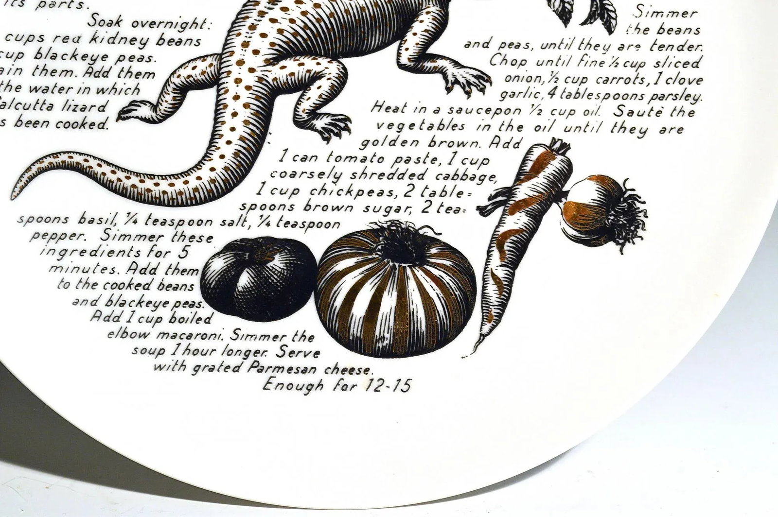 Piero Fornasetti Fleming Joffe Porcelain Recipe Plate, Calcutta Minestone. 1960s. - 4