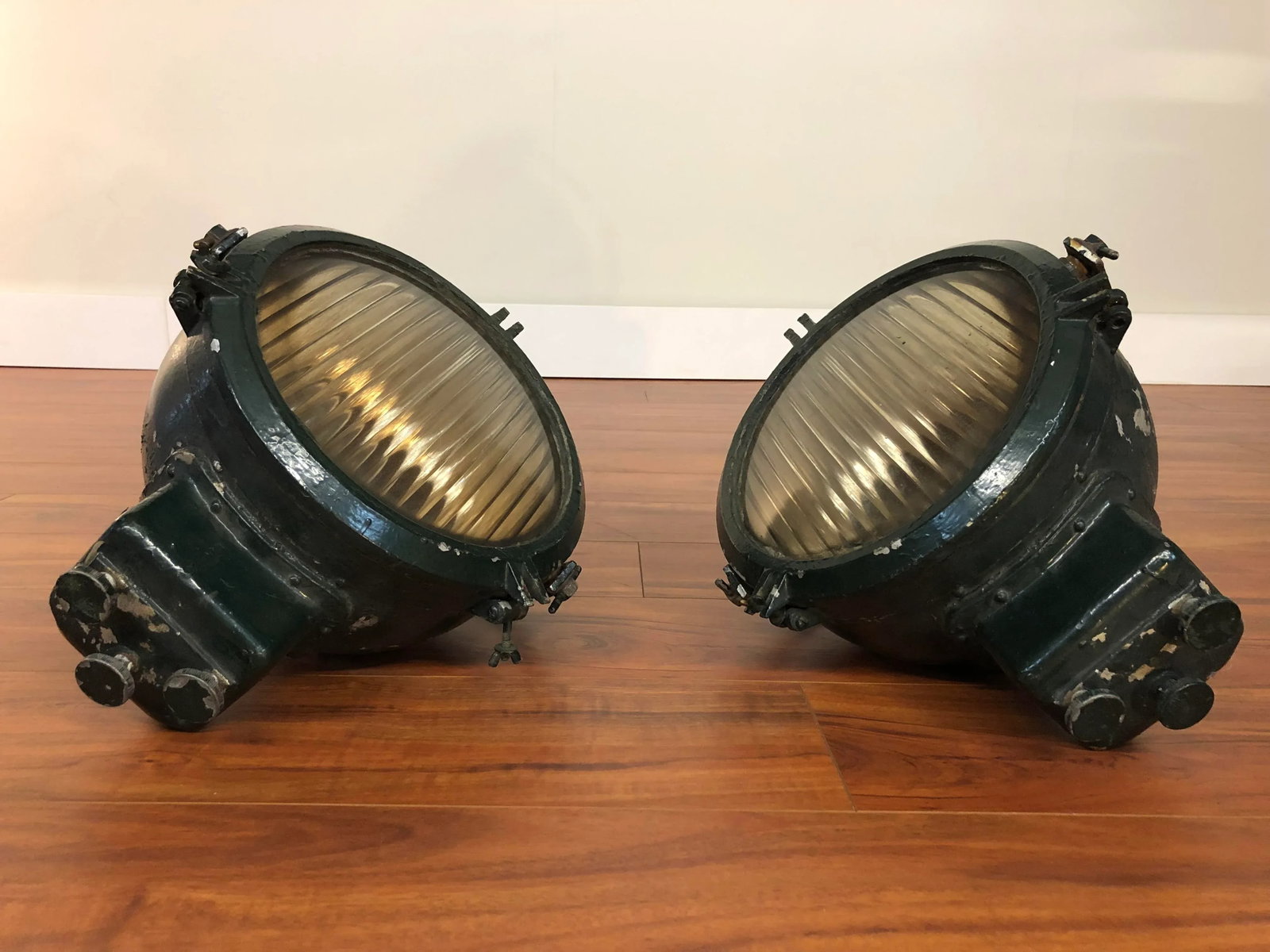 Vintage Ship's Lights - Large Spotlights - a Pair - 2