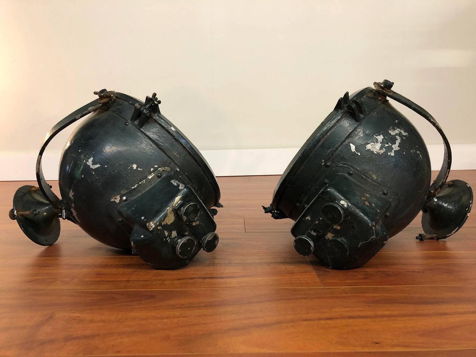 Vintage Ship's Lights - Large Spotlights - a Pair - 3