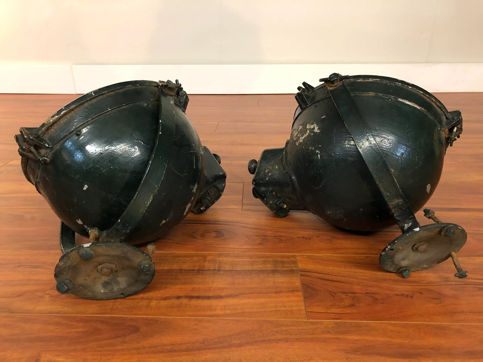 Vintage Ship's Lights - Large Spotlights - a Pair - 4