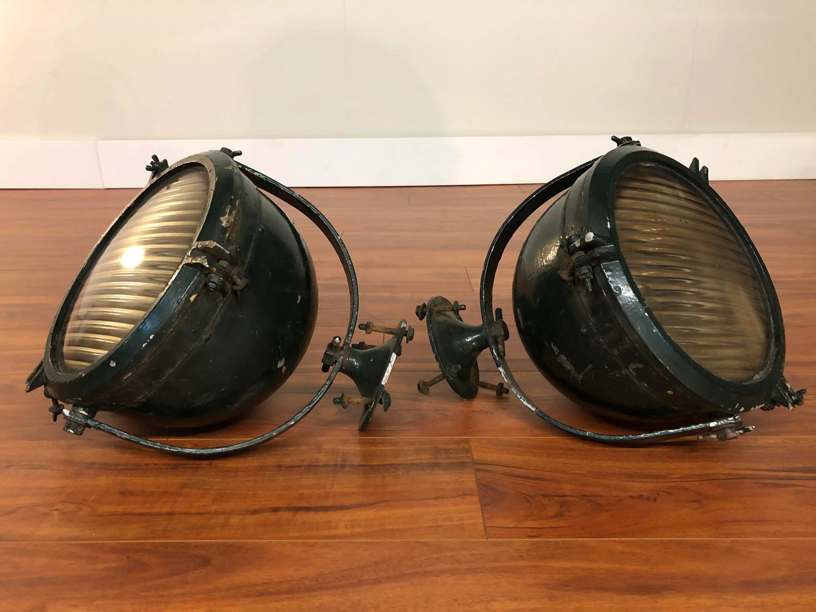 Vintage Ship's Lights - Large Spotlights - a Pair - 5
