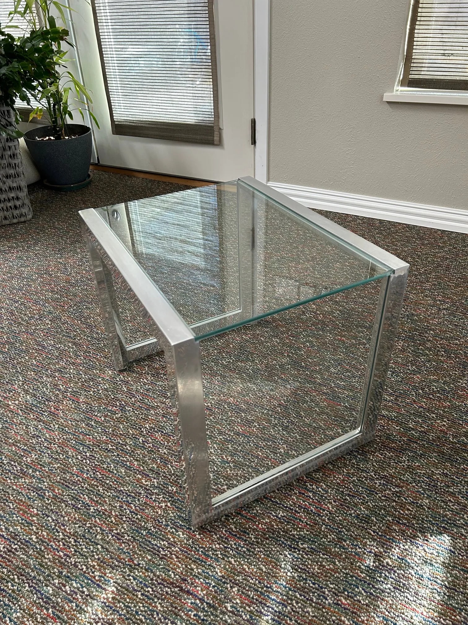 Mid-Century Modern Glass & Chrome Table - 2