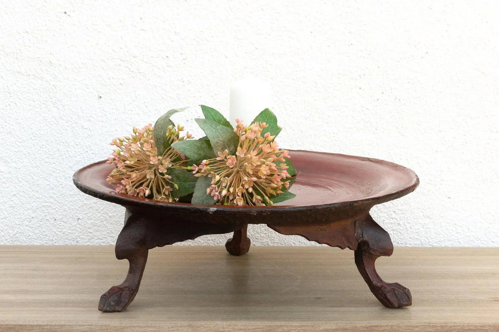 Tripod Red Lacquered Burmese Tray - 12