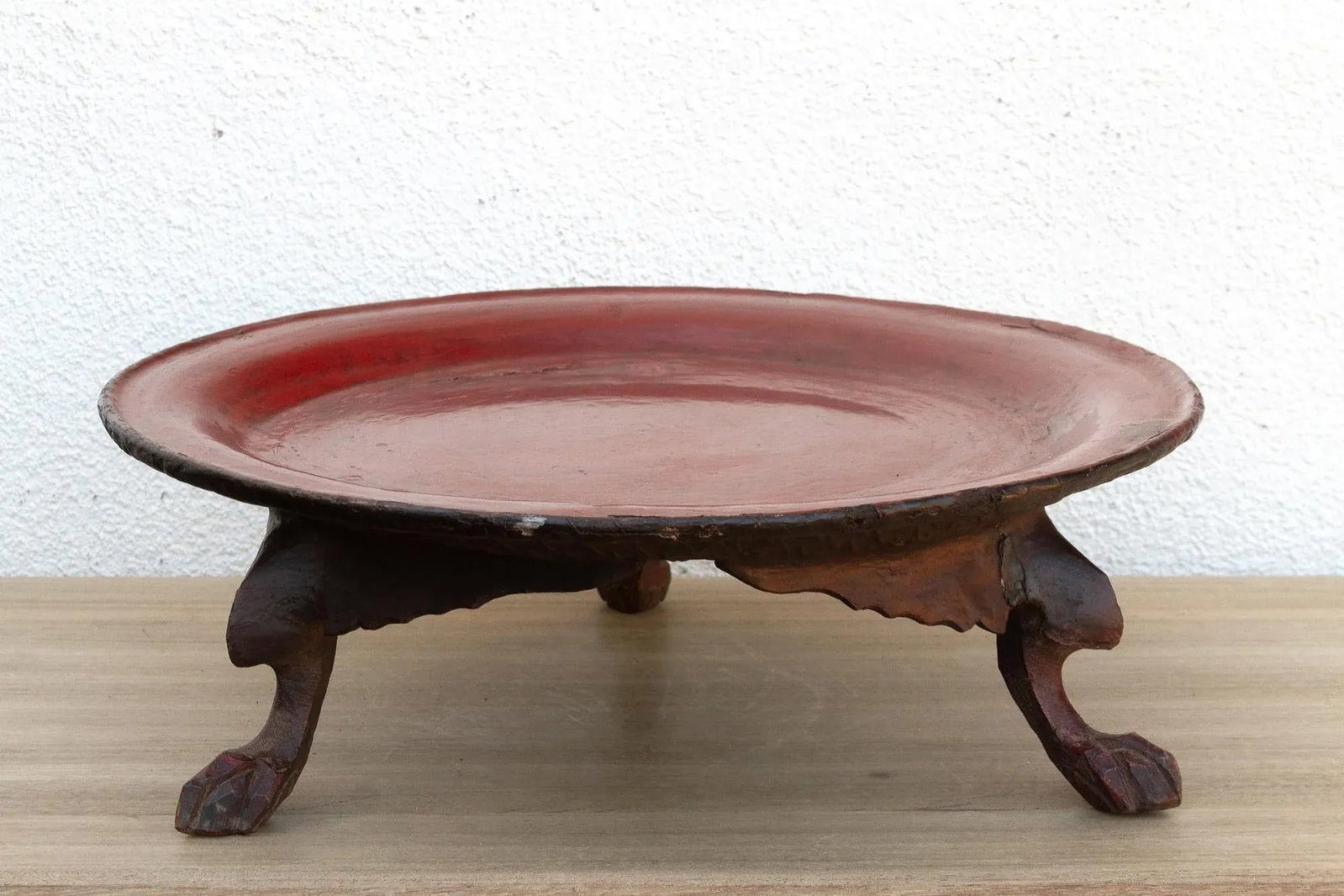 Tripod Red Lacquered Burmese Tray - 3