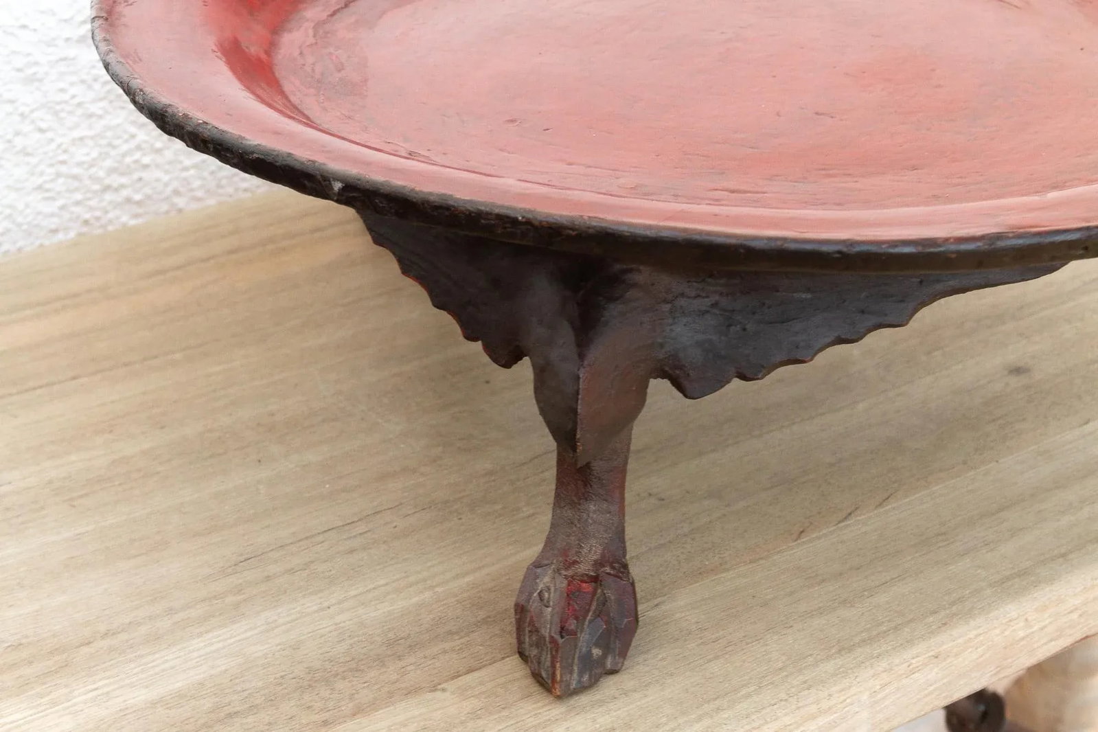 Tripod Red Lacquered Burmese Tray - 4